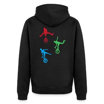 Einrad - Unisex Premium Bio Zip Hoodie - Schwarz - Hinten - Nico (187cm)