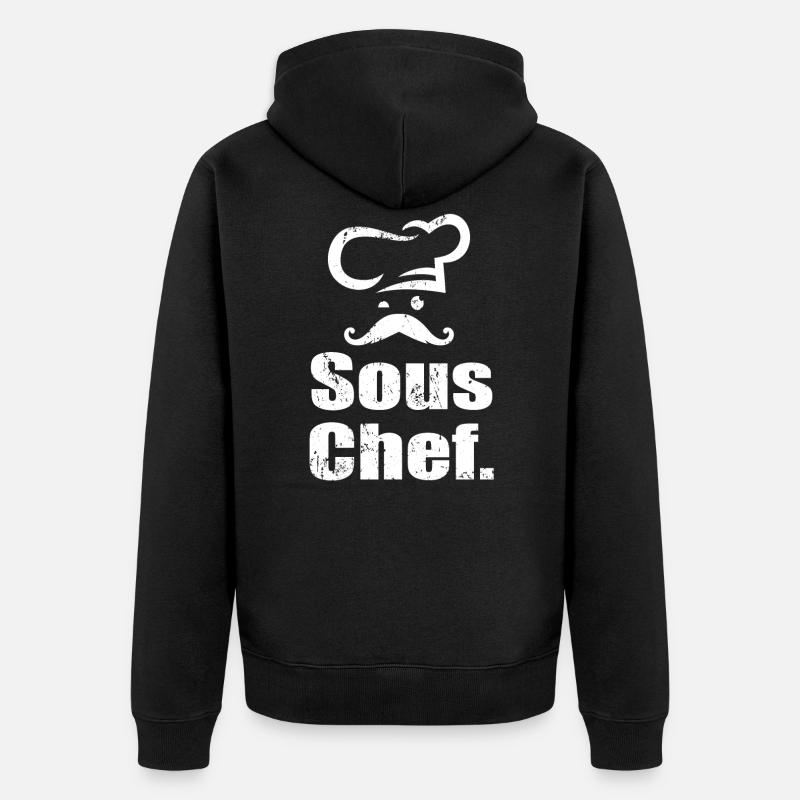 Sous Chef Chef - Chef cuisinier avec moustache - Veste à capuche bio Premium Unisexe - noir