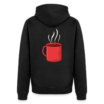 Coffee cup - Unisex Premium Organic Zip Hoodie - black - Back - Nico (187cm)