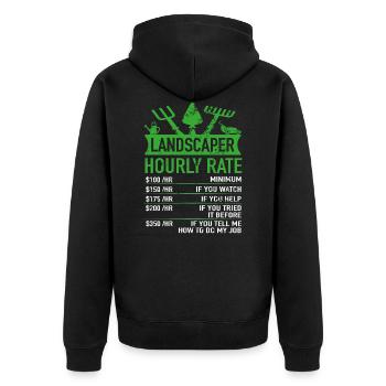 Paysagiste - Jardinier Salaire horaire Drôle - Veste à capuche bio Premium Unisexe - noir - Dos - Nico (187cm)