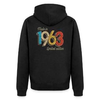 1963 Vintage Birthday Retro Gift Idea - Unisex Premium Organic Zip Hoodie - black - Back - Nico (187cm)