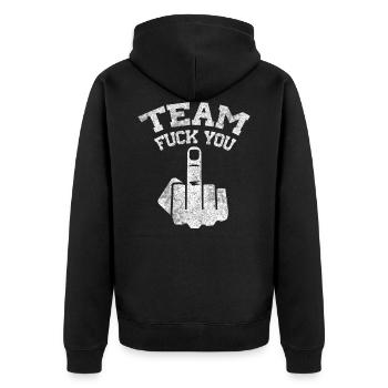 team fuck you - Veste à capuche bio Premium Unisexe - noir - Dos - Nico (187cm)