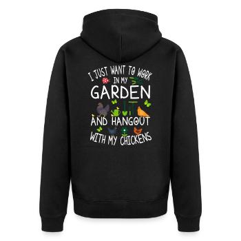 Jardinier poulet - I Just Want To Work In My Garden - Veste à capuche bio Premium Unisexe - noir - Dos - Nico (187cm)