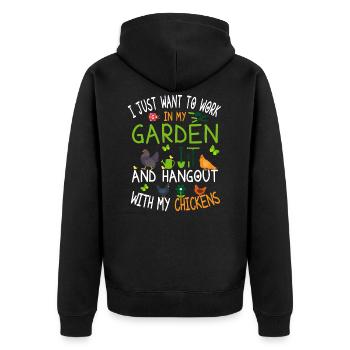 Jardinier poulet - I Just Want To Work In My Garden - Veste à capuche bio Premium Unisexe - noir - Dos - Nico (187cm)
