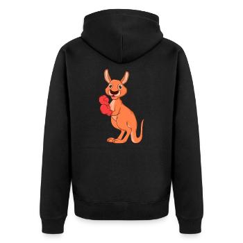 Känguru Boxer - Unisex Premium Bio Zip Hoodie - Schwarz - Hinten - Nico (187cm)