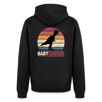 BabySaurus Dinosaurier T-Rex Baby Dino - Unisex Premium Bio Zip Hoodie - Schwarz - Hinten - Nico (187cm)