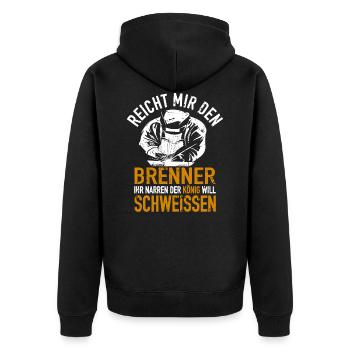 Schweißfachmann Schweißen WIG Schweißer Geschenk - Unisex Premium Bio Zip Hoodie - Schwarz - Hinten - Nico (187cm)