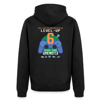 Geburtstag Gamer 6 Jahre Spruch Design - Unisex Premium Bio Zip Hoodie - Schwarz - Hinten - Nico (187cm)