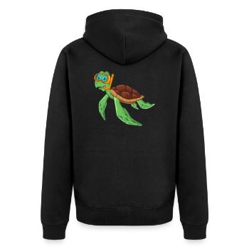 Schildkröte Tauchen Taucher - Unisex Premium Bio Zip Hoodie - Schwarz - Hinten - Nico (187cm)