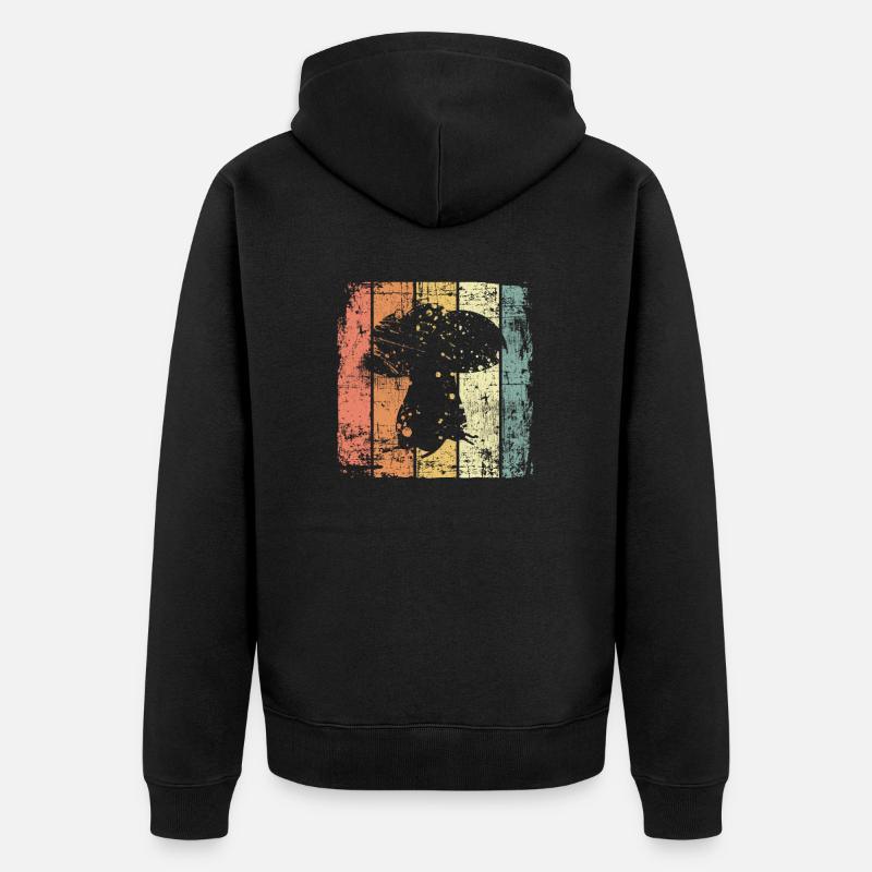 Champignons rétro champignons - Veste à capuche bio Premium Unisexe - noir