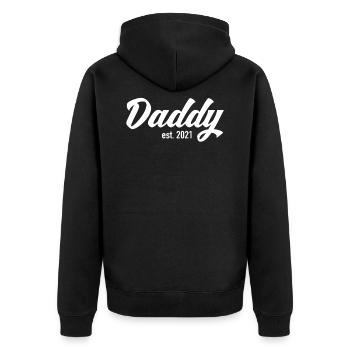 Daddy Est. 2021 - Werdender Vater Vatertag - Unisex Premium Bio Zip Hoodie - Schwarz - Hinten - Nico (187cm)