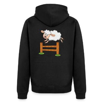 Schaf - Unisex Premium Bio Zip Hoodie - Schwarz - Hinten - Nico (187cm)