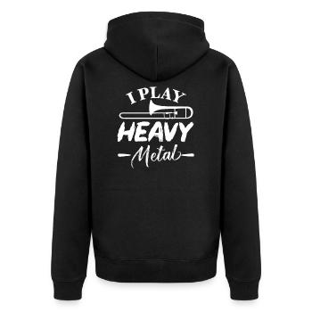 Posaune - Unisex Premium Bio Zip Hoodie - Schwarz - Hinten - Nico (187cm)