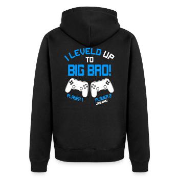 Endlich Big Bro - Video Games Gaming Bruder - Unisex Premium Bio Zip Hoodie - Schwarz - Hinten - Nico (187cm)