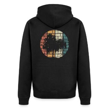Baum vintage Weide - Unisex Premium Bio Zip Hoodie - Schwarz - Hinten - Nico (187cm)