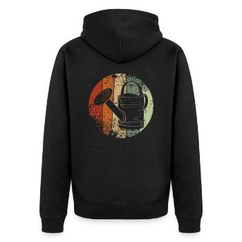 Watering can vintage garden gardener - Unisex Premium Organic Zip Hoodie - black - Back - Nico (187cm)