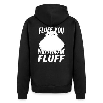 Fluffige Katze - Fluff you you fluffin fluff - Unisex Premium Bio Zip Hoodie - Schwarz - Hinten - Nico (187cm)