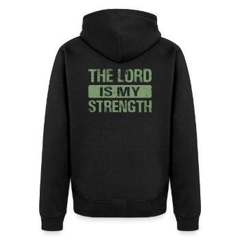 The Lord Is My Strength Fitness Motivation - Veste à capuche bio Premium Unisexe - noir - Dos - Nico (187cm)