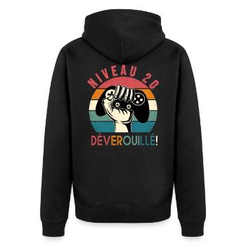 Anniversaire 20 ans gamer cadeau 20e anniversaire - Veste à capuche bio Premium Unisexe - noir - Dos - Nico (187cm)