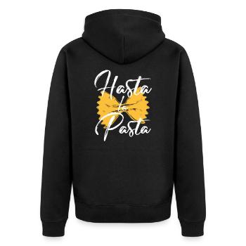 Pasta Nudeln - Unisex Premium Bio Zip Hoodie - Schwarz - Hinten - Nico (187cm)