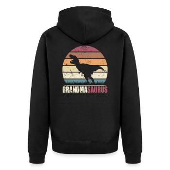 Grandma Saurus Dinosaure Grandmasaurus Grandma Dino - Veste à capuche bio Premium Unisexe - noir - Dos - Nico (187cm)
