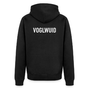Voglwuid - Dialekt Spruch Bayrische Sprüche - Unisex Premium Bio Zip Hoodie - Schwarz - Hinten - Nico (187cm)