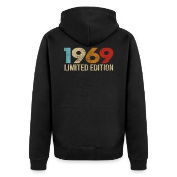 1969 Vintage Birthday Retro Gift Idea - Unisex Premium Organic Zip Hoodie - black - Back - Nico (187cm)