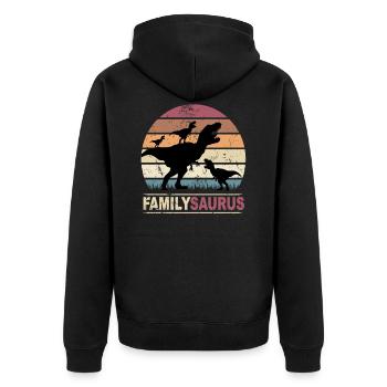 FamilySaurus - Family Saurus Familien Dinosaurier - Unisex Premium Bio Zip Hoodie - Schwarz - Hinten - Nico (187cm)