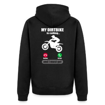 Dirt Bike Phone Joke Motocross Dad Gift - Unisex Premium Organic Zip Hoodie - black - Back - Nico (187cm)