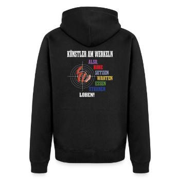 Grillen Design für Garten und Camping - Unisex Premium Bio Zip Hoodie - Schwarz - Hinten - Nico (187cm)