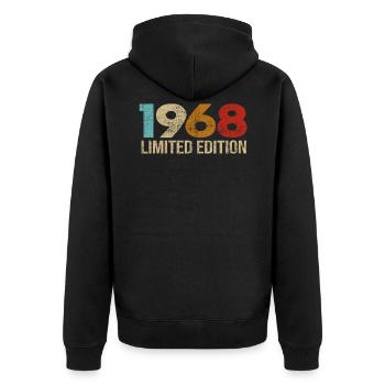 1968 Vintage Birthday Retro Gift Idea - Unisex Premium Organic Zip Hoodie - black - Back - Nico (187cm)