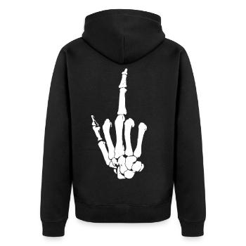 Mittelfinger - Unisex Premium Bio Zip Hoodie - Schwarz - Hinten - Nico (187cm)