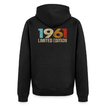 1961 Vintage Birthday Retro Gift Idea - Unisex Premium Organic Zip Hoodie - black - Back - Nico (187cm)