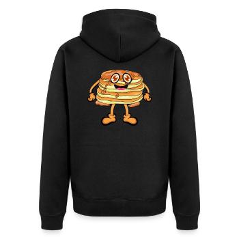 Pancakes Pfannkuchen - Unisex Premium Bio Zip Hoodie - Schwarz - Hinten - Nico (187cm)