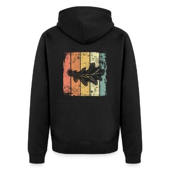 Eiche Blatt vintage - Unisex Premium Bio Zip Hoodie - Schwarz - Hinten - Nico (187cm)