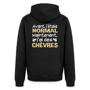 Chèvre animal. Chèvres berger. Cadeau humour - Veste à capuche bio Premium Unisexe - noir - Dos - Nico (187cm)