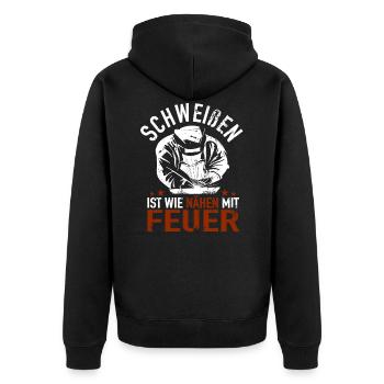 WIG Schweißer Schweißfachmann Schlossermeister - Unisex Premium Bio Zip Hoodie - Schwarz - Hinten - Nico (187cm)