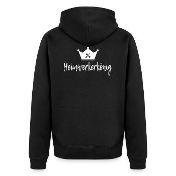 Heimwerkerkönig Design für Heimwerker - Unisex Premium Bio Zip Hoodie - Schwarz - Hinten - Nico (187cm)