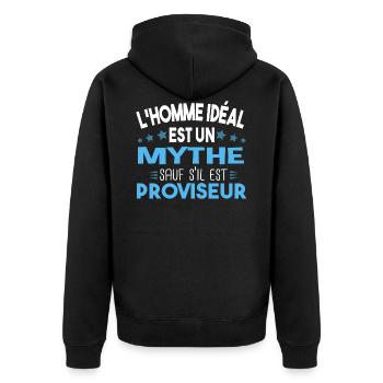 Proviseur Homme Cadeau Métier Ecole Collège Humour - Veste à capuche bio Premium Unisexe - noir - Dos - Nico (187cm)