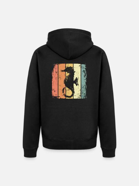 Hippocampe rétro Plongée Natation - Veste à capuche bio Premium Unisexe - noir