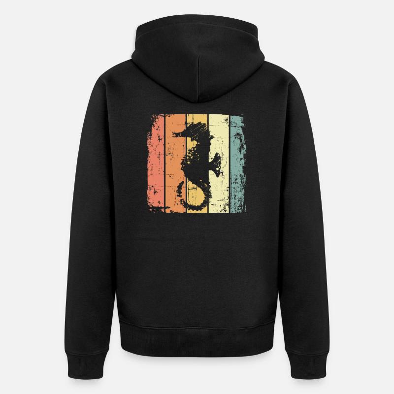 Seepferdchen retro Tauchen Schwimmen - Unisex Premium Bio Zip Hoodie - Schwarz