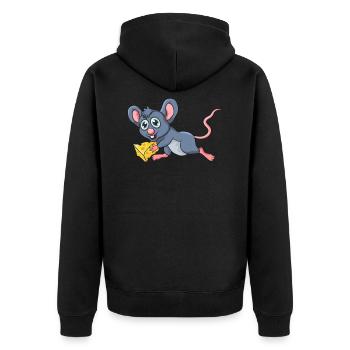 Mouse with cheese - Unisex Premium Organic Zip Hoodie - black - Back - Nico (187cm)