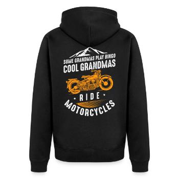 Cool Grandmas Ride Motorcycles - Unisex Premium Bio Zip Hoodie - Schwarz - Hinten - Nico (187cm)