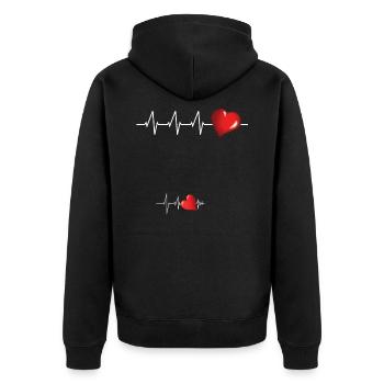 Lustiges Schwangerschafts Herz Design - Unisex Premium Bio Zip Hoodie - Schwarz - Hinten - Nico (187cm)