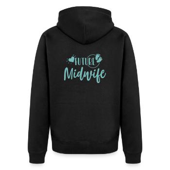 Hebamme Ausbildung - Unisex Premium Bio Zip Hoodie - Schwarz - Hinten - Nico (187cm)