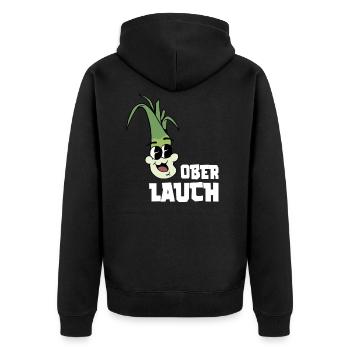 Ober Lauch - Fitness Gym Lauch Witz - Unisex Premium Bio Zip Hoodie - Schwarz - Hinten - Nico (187cm)