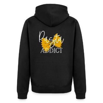 Pasta Nudeln - Unisex Premium Bio Zip Hoodie - Schwarz - Hinten - Nico (187cm)