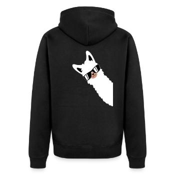 Lama Llama Alpaca with Sunglasses - Unisex Premium Organic Zip Hoodie - black - Back - Nico (187cm)