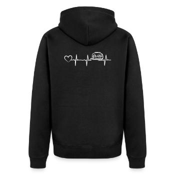 Camping heartbeat heart caravan ECG camper - Unisex Premium Organic Zip Hoodie - black - Back - Nico (187cm)