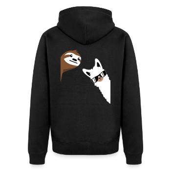 Alpagas lama paresseux ferme animaux bureau travail amusant - Veste à capuche bio Premium Unisexe - noir - Dos - Nico (187cm)